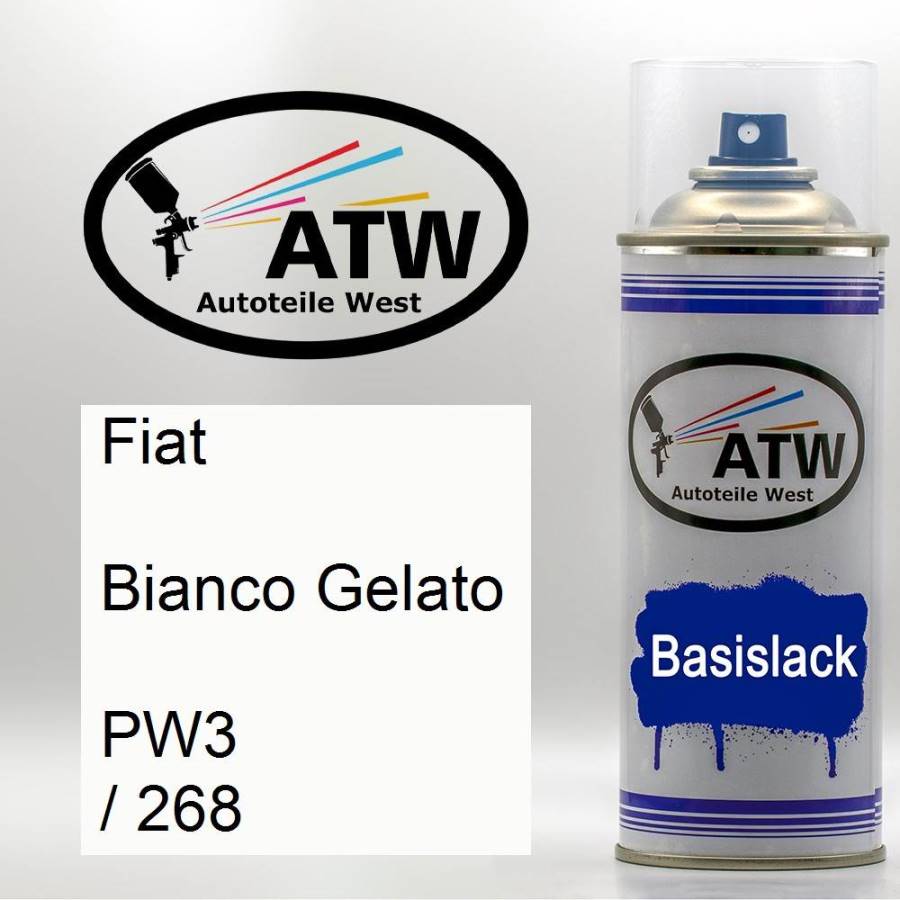Fiat, Bianco Gelato, PW3 / 268: 400ml Sprühdose, von ATW Autoteile West.